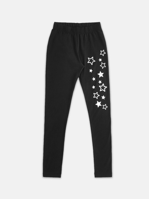 

Pantaloons Junior Girls Black & White Star Printed Ankle-Length Cotton Leggings