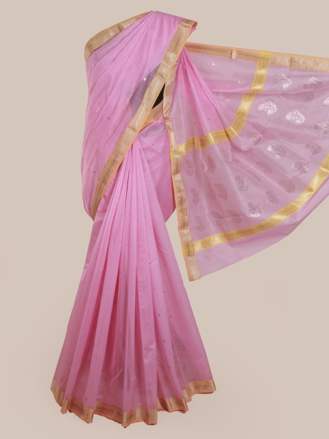 

Pothys Pink Solid Kanjeevaram Saree
