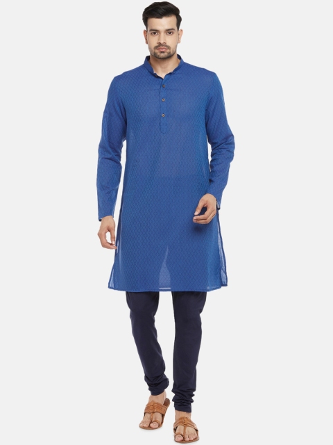 

indus route by Pantaloons Men Blue Dobby Kurta