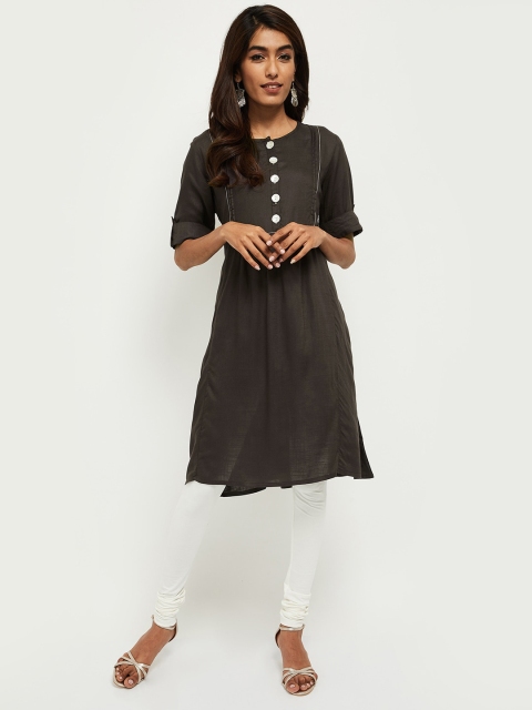 

max Women Grey Yoke Design Kurta