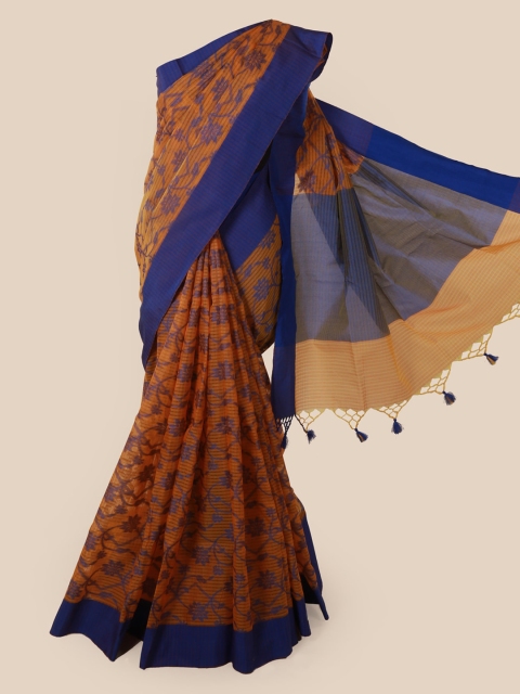 

Pothys Orange & Blue Supernet Woven Design Saree