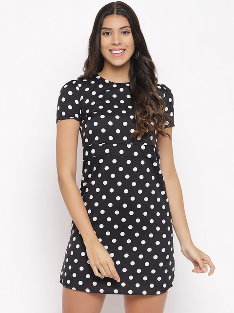 

STALK Women Black Polka Dots Printed A-Line Dress