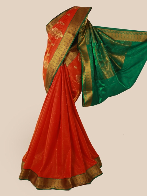 

Pothys Orange & Green Art Silk Woven Design Saree