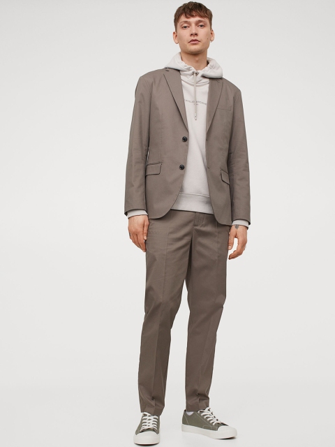 

H&M Men Beige Solid Slim Fit Cropped Joggers