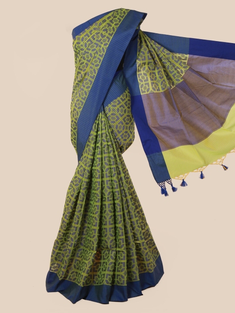 

Pothys Green & Blue Supernet Cotton Woven Design Saree