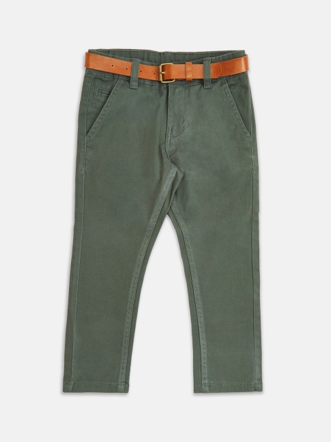 

Pantaloons Junior Boys Olive Green Regular Fit Solid Chinos