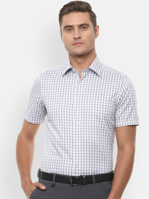 

Louis Philippe Men White Slim Fit Checked Casual Shirt