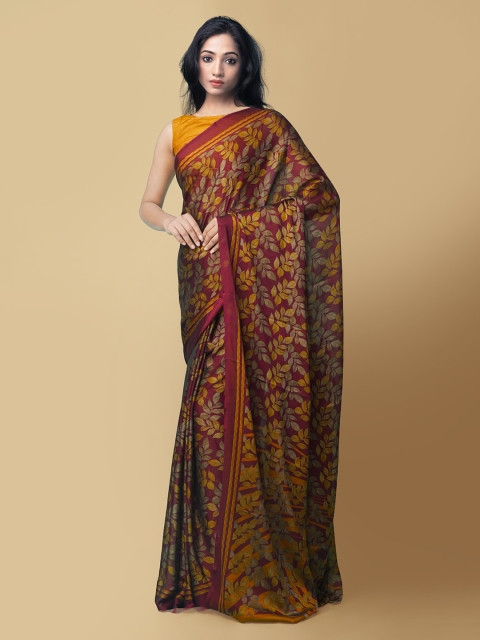 

Unnati Silks Red Pure Georgette Printed Block Print Saree