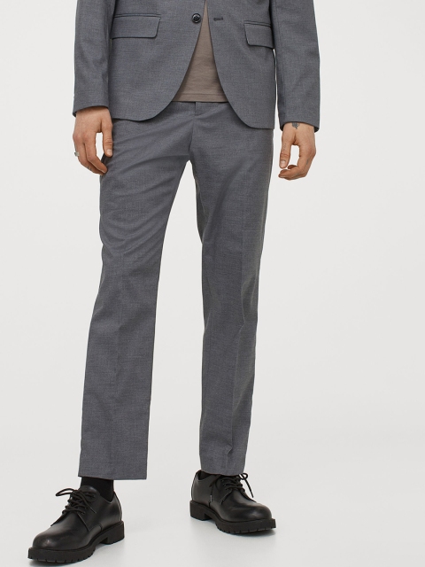 H&M Men Grey Regular Fit Suit Trousers
