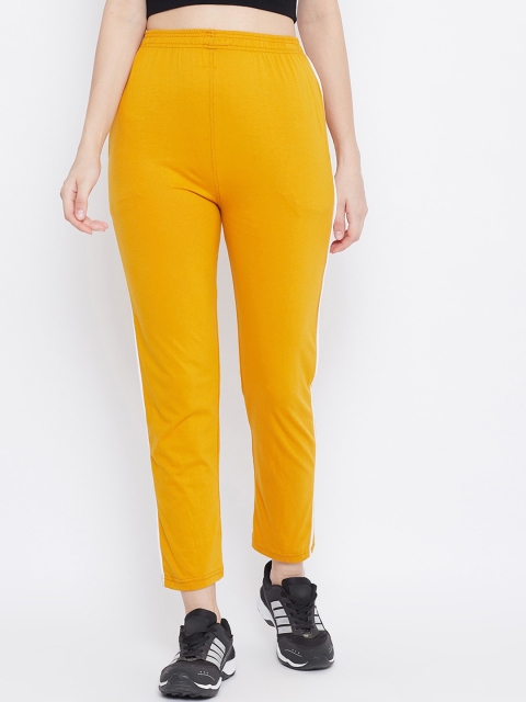 

Baani Creations Women Mustard Yellow Solid Cotton Straight-Fit Track Pants