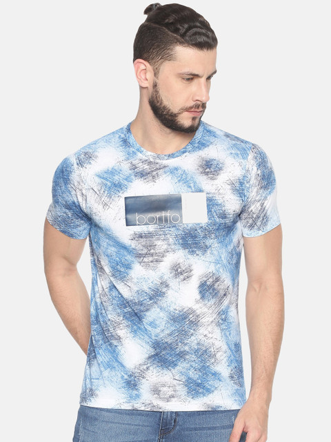 

HALTON HILLS Men Blue & White Printed Round Neck T-shirt