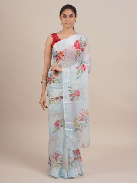 

Pothys Blue Printed Poly Chiffon Saree