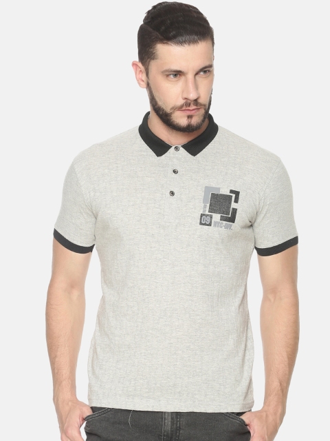 

HALTON HILLS Men Grey Self Design Polo Collar T-shirt