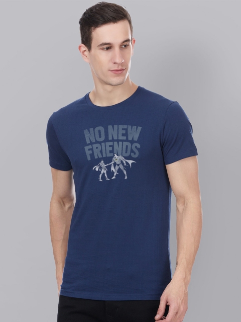 

Free Authority Men Navy Blue Batman Printed Round Neck Pure Cotton T-shirt