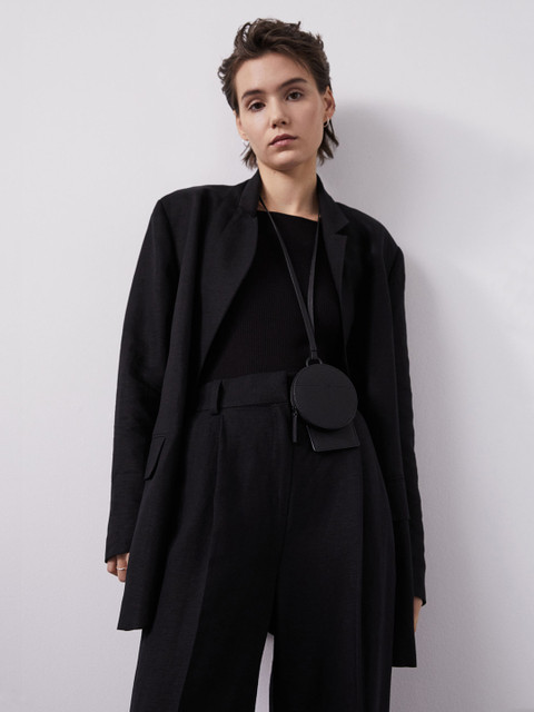 

H&M Women Black Oversized Linen-Blend Jacket