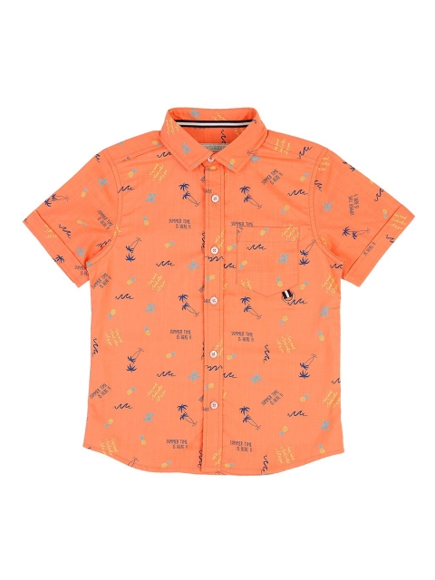 

Pantaloons Junior Boys Coral & Blue Regular Fit Printed Casual Shirt
