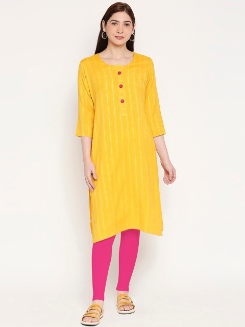 

ZRI Women Yellow Striped Kurta