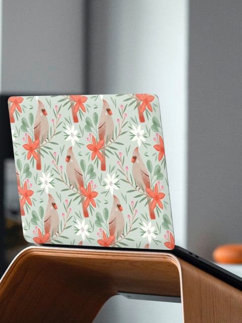 

happywagon Green & Coral Orange Printed Laptop Skin
