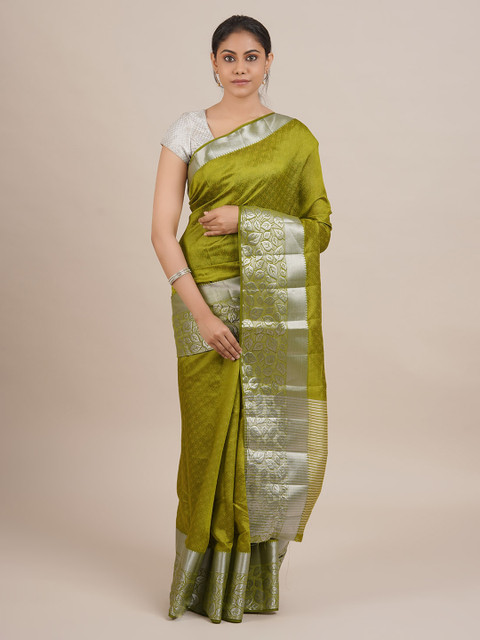 

Pothys Green Woven Design Jute Silk Saree