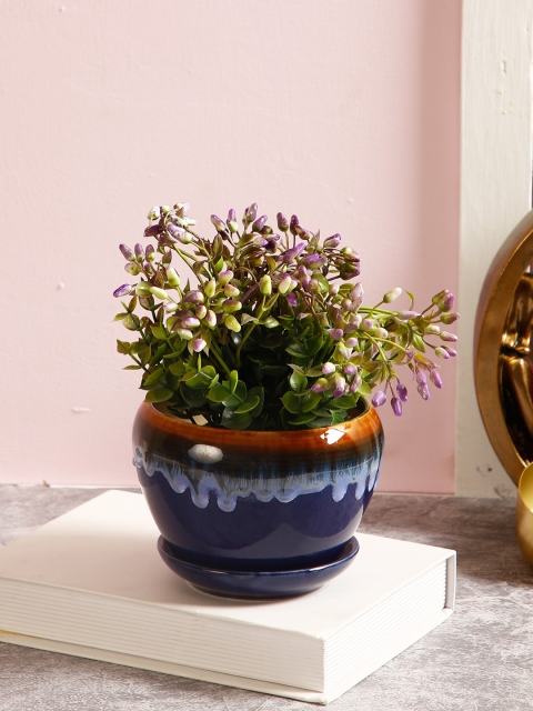 

Aapno Rajasthan Navy Blue & Brown Handcrafted Aesthetic Pot