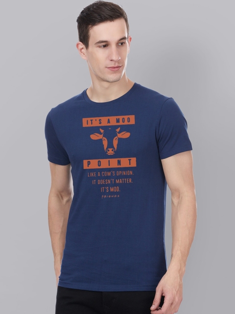 

Free Authority Men Blue FRIENDS Printed Round Neck Pure Cotton T-shirt