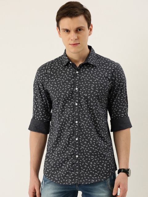 

IVOC Men Grey Slim Fit Printed Casual Shirt
