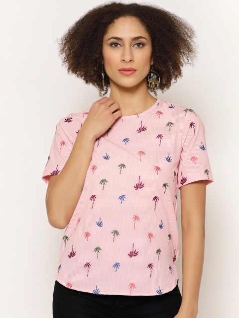

Twenty3 Pink Tropical Printed Tropical Regular Top