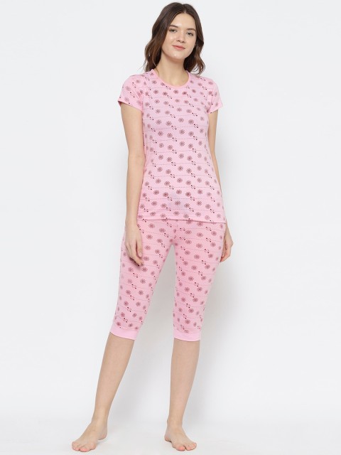 

VIMAL JONNEY Women Pink & Maroon Printed Night suit