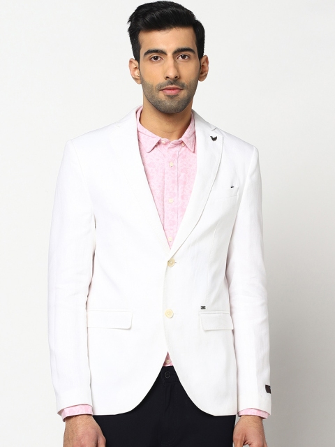 

Blackberrys Men White Solid Slim Fit Single Breasted Casual Blazer