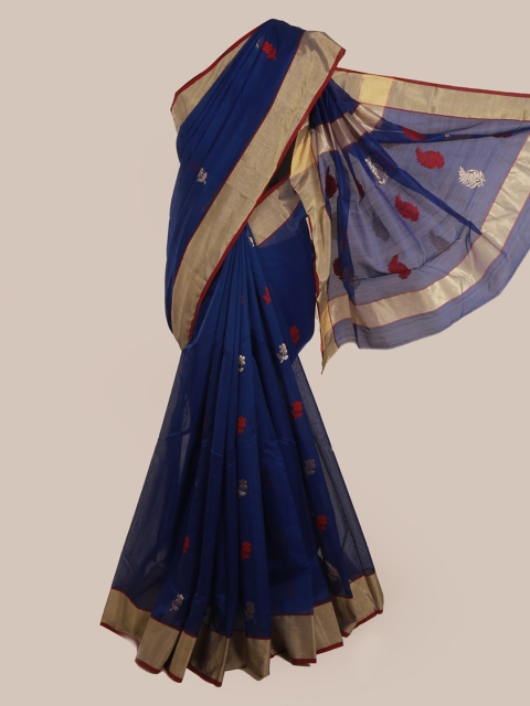 

Pothys Blue & Gold Pure Silk Woven Design Kanjeevaram Saree