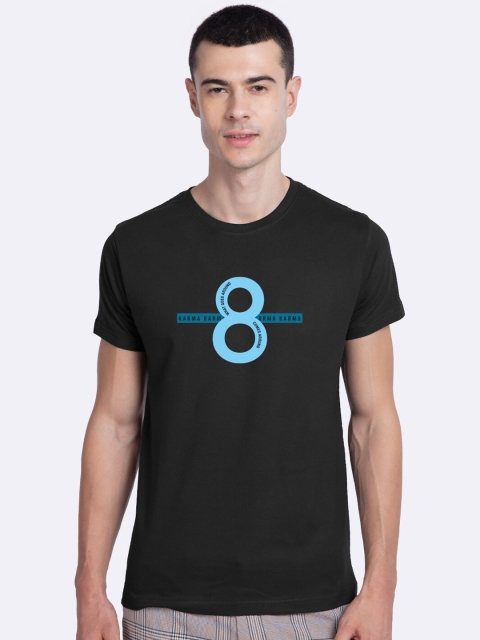 

Bewakoof Men Black Printed Cotton Round Neck Pure Cotton T-shirt
