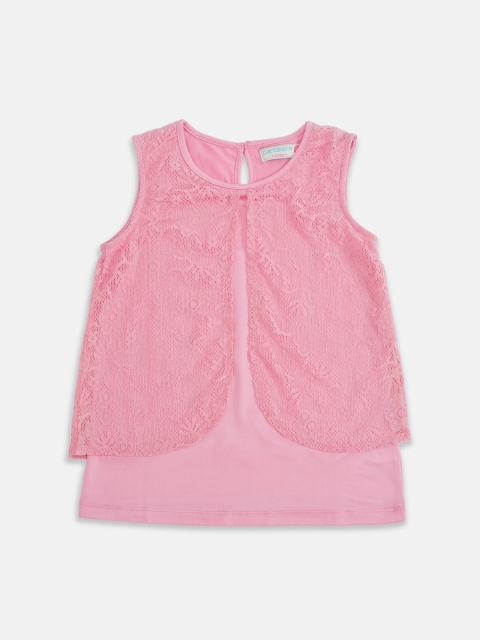 

Pantaloons Junior Girls Pink Self Design Regular Top