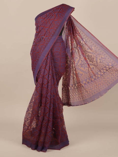 

Pothys Purple & Maroon Jute Silk Woven Design Saree