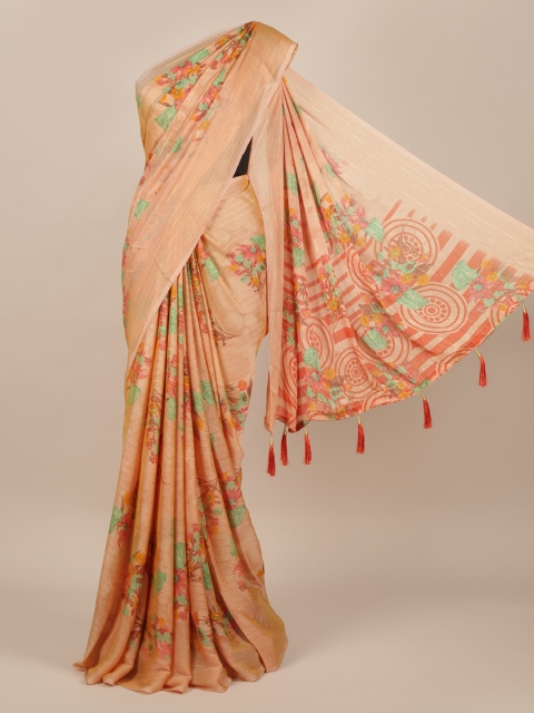 

Pothys Peach-Coloured Printed Poly Chiffon Saree
