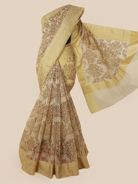 

Pothys Cream-Coloured Woven Design Supernet Saree