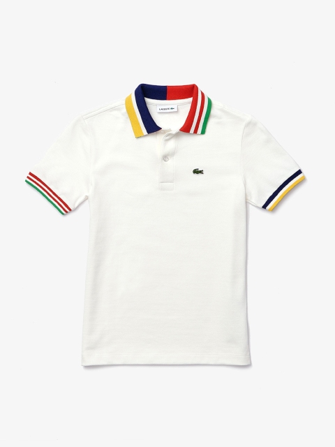 

Lacoste Boys White Solid Polo Collar Cotton T-shirt