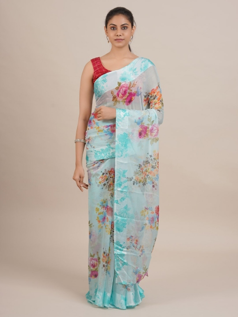 

Pothys Blue Printed Poly Chiffon Saree
