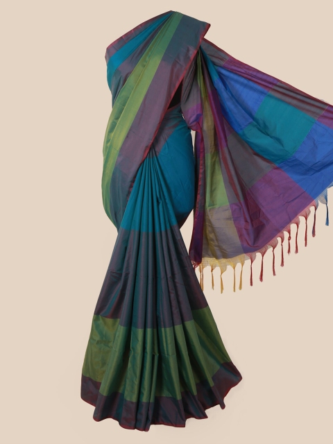 

Pothys Green & Blue Cotton Blend Colourblocked Saree