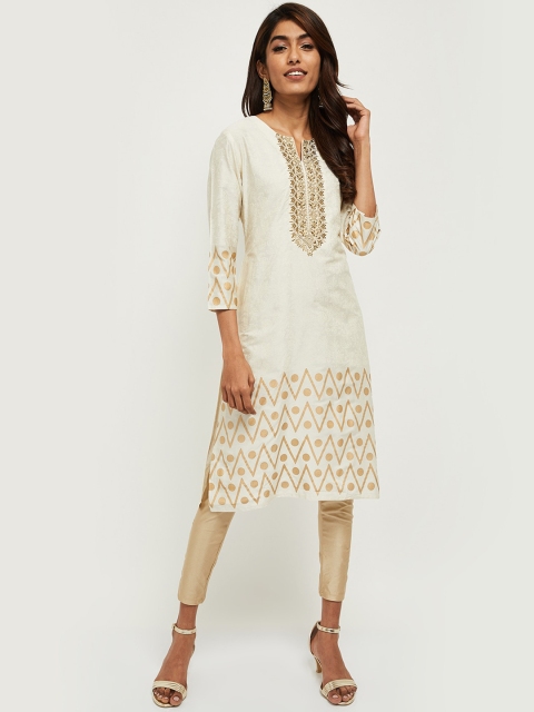 

max Women Off White Ethnic Motifs Yoke Design Kurta