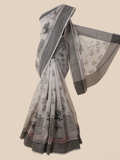 

Pothys White & Black Supernet Printed Saree