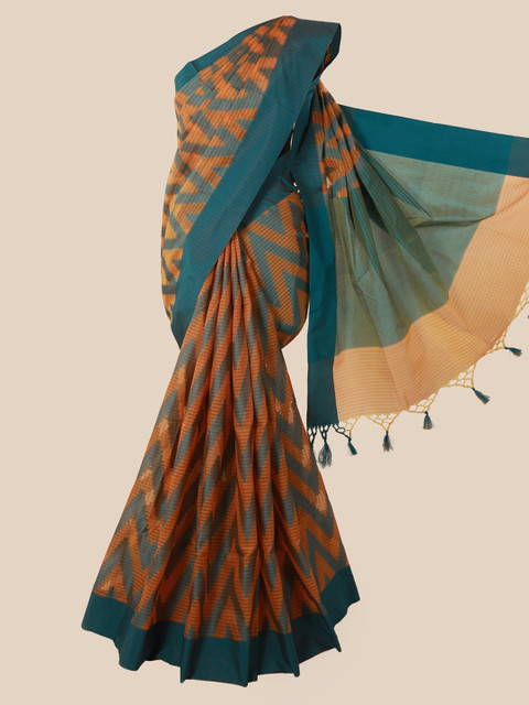 

Pothys Orange Printed Supernet Saree