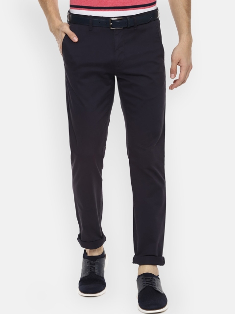 Van Heusen Sport Men Navy Blue Slim Fit Solid Chinos