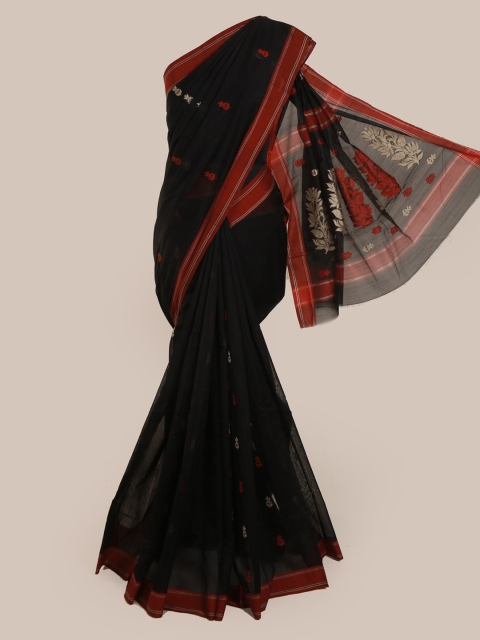 

Pothys Black & Black Pure Silk Woven Design Kanjeevaram Saree