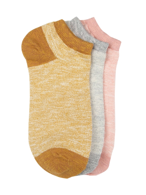 

AMERICAN EAGLE OUTFITTERS Women Pack Of 3 Solid Ankle-Length Socks, Yellow