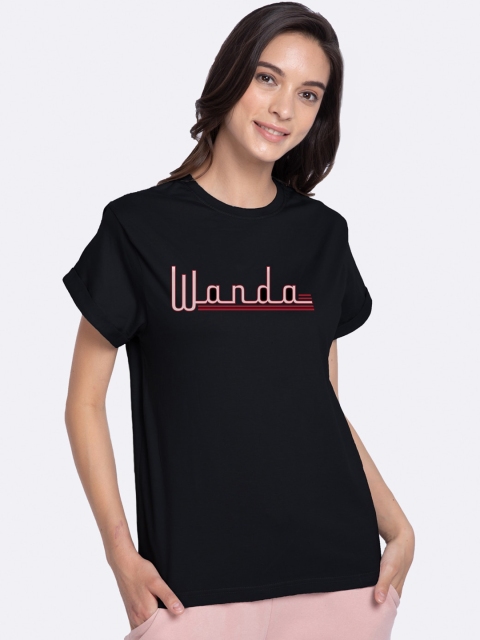 

Bewakoof Women Black Wanda Printed Round Neck T-shirt