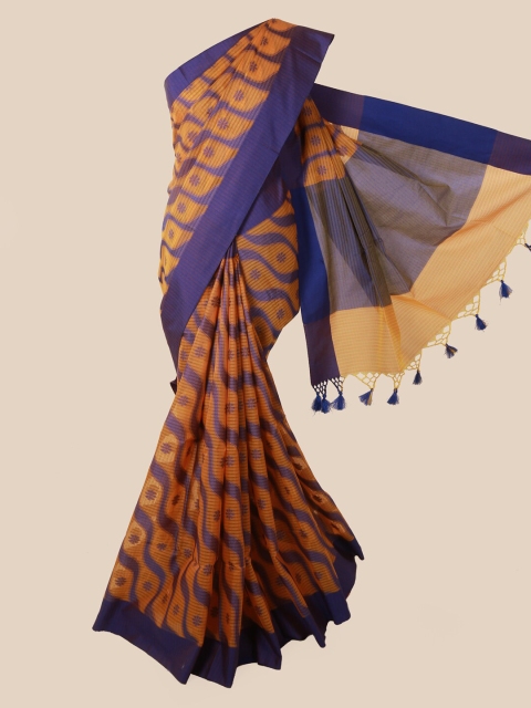 Pothys Orange Woven Design Supernet Saree