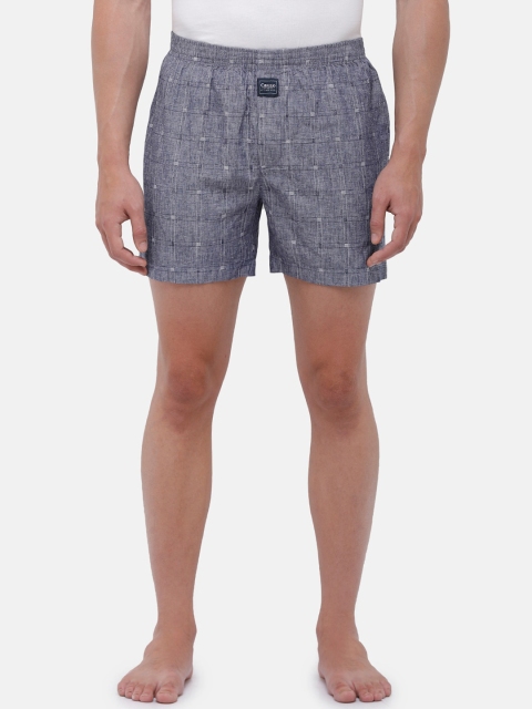 

CAVALLO by Linen Club Men Blue & Grey Checked Boxers CAMBH001CK00016-K4_28