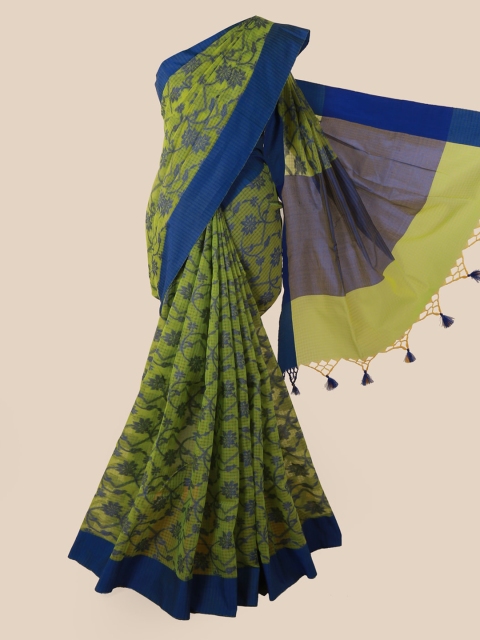 

Pothys Green Printed Supernet Saree
