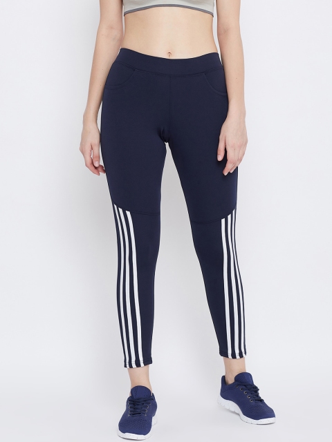 

Baani Creations Women Navy Blue & White Striped Crop Tights