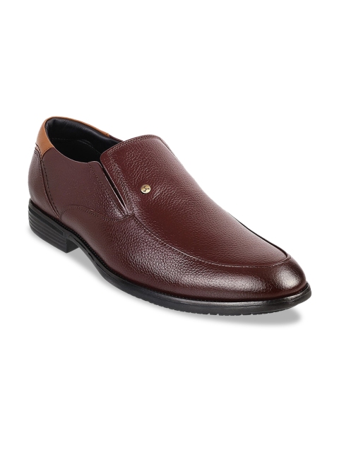 

Mochi Men Coffee Brown Solid Formal Leather Slip-On Shoes